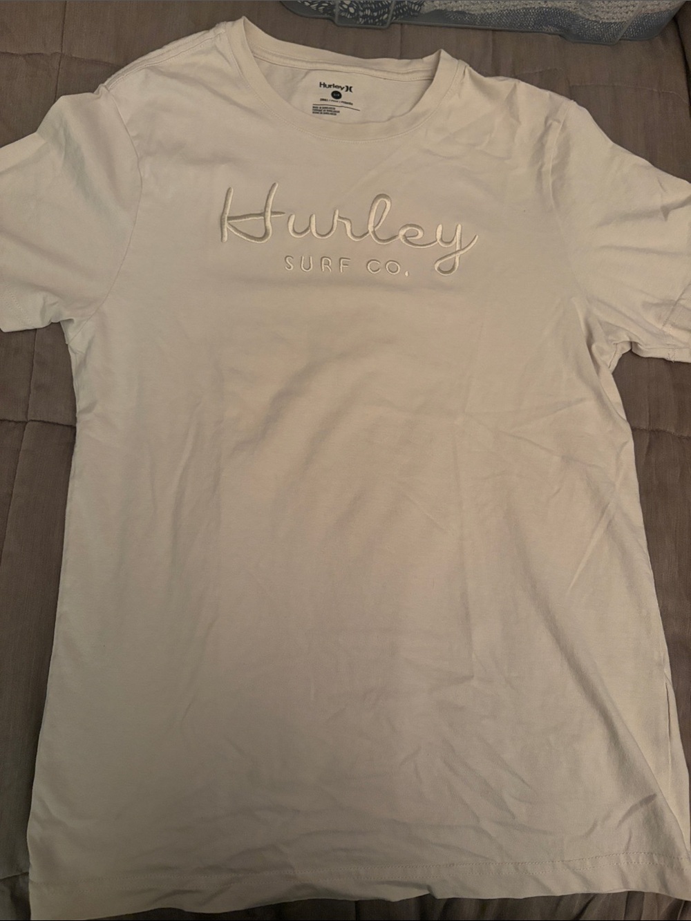 Hurley White Embroidered Logo Crew Tee
